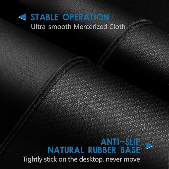 Large Mouse Pad- 31x12 in. XL Mousepad Keyboard Pad with Stitched Edges, Uitra-Smooth Mouse Mat & Non-Slip Rubber Base, Gaming Mouse Pad for Gamer, Office & Home, Black