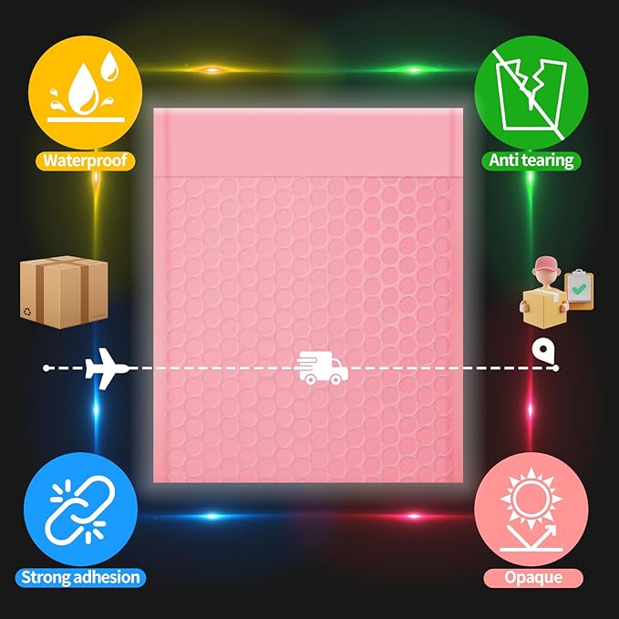 6x10 Inch Pink Bubble Mailers 40 Pack Self-Seal Poly Padded Envelopes Suitable for Small Businesses to Package and Mail Jewelry Cosmetics, Electronic Products, Cards (Pink, 6 * 10-40)