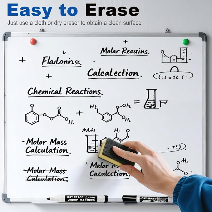 108 Count Dry Erase Markers Bulk, Black Chisel Tip Whiteboard Markers, Wipe Clean & Ghost-Free, Low Odor Dry Erase Pens for Office, Classroom, Home, Back to School Supplies