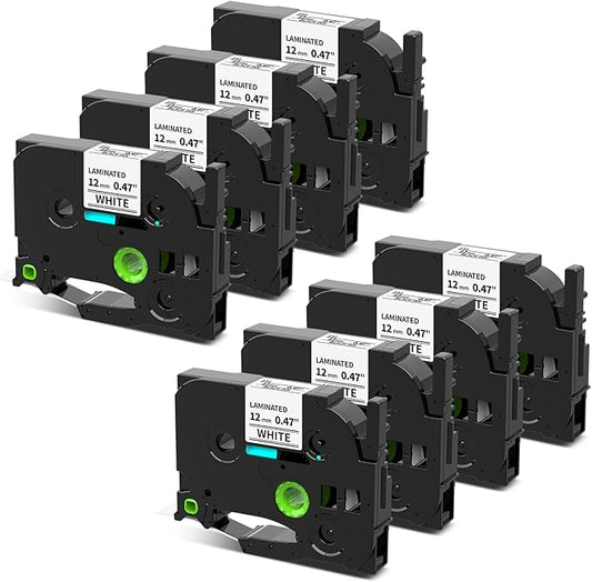 8-Pack Label Maker Tape 12mm 0.47 Laminated White Replacement for Brother P Touch Label Tape TZe-231 Compatible with Brother P Touch Label Maker PT-D210 PT-H110 PT-D220 PT-D400 PT-1880 PT-1280