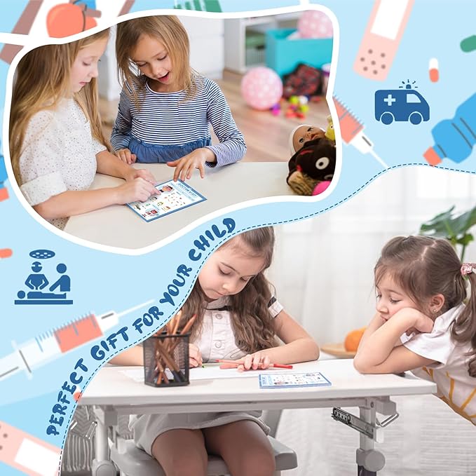 Kids Pretend Play Notepads 4X6 In Pretend Play Notebooks Playtime Notepads Variety Role Play Game Accessories Pages Each for Kids Toddlers 3-5(6,Blue Doctor Visit)