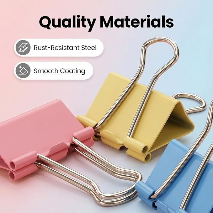 276Pcs Paper Clips and Binder Clips Assorted Sizes，Colored Binder Paper Clips Office Clips Office Supplies, Large Medium Small Paper Clamps PaperClips for Home School Business in a Container (Colored)