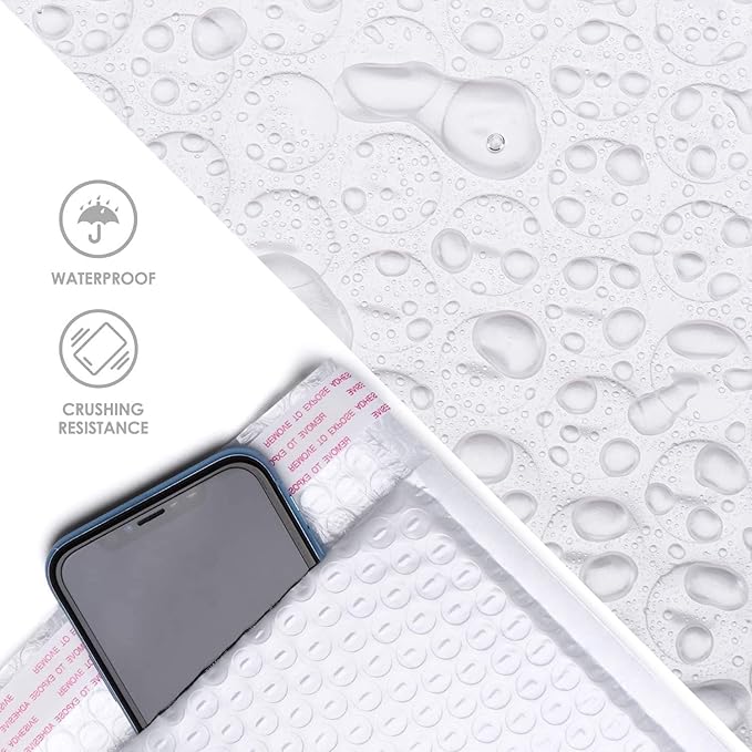Metronic Bubble Mailers 8.5x12 250 Pack White Bubble Mailers Waterproof Thick Padded Envelopes Mailing Envelopes Bubble Padded for Packaging, Makeup, Gift, Mailing, Shipping, Small Items Supplies