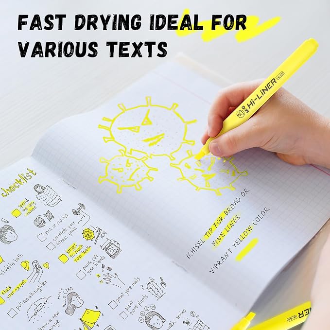 M&G Liner Highlighters, 12-Count Pack Yellow Highlighters, Chisel Tip No Bleed Highlighter Pens for Office Documents, Planning, and Everyday Organization