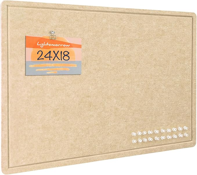 Felt Bulletin Board 24x18 inches, Decorative Pin Board for Home & Office | Cork Board Alternative for Wall with Push Pins, Display Mood Board for Photos, Notes & Reminders