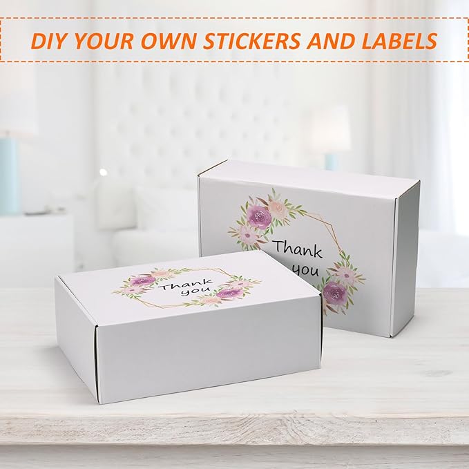 HORLIMER 12x8x4 Shipping Boxes Set of 20, White Corrugated Cardboard Mailer Box for Packing Small Business