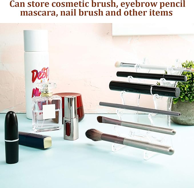 Outus Set of 4 Plastic Pen Holder 6-slots Display Stand Eyebrow Pen Stand Makeup Brush Rack Organizer for Home School and Office Use