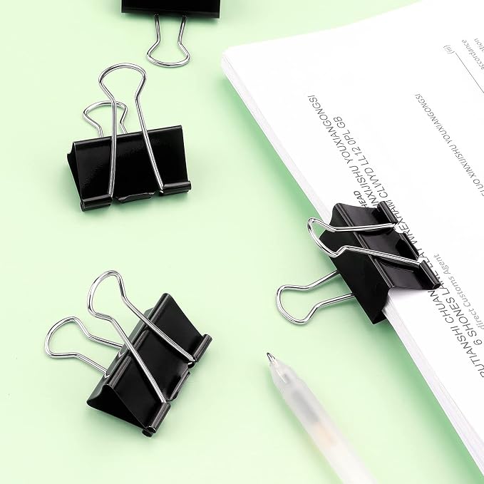 ZZTX 36 Pack Binder Clips 1.3 Inches Black | Paper Clamps Clips, Durable steel, Rust-resistant, Strong spring