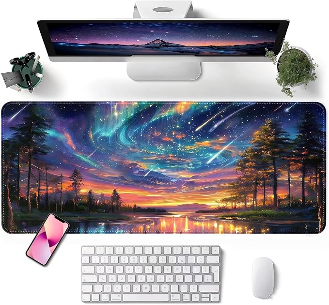 Mouse Pad, Desk Mat, 31.5x11.8in Large Mousepad, Meteor | Desk Pad with Stitched Edge & Rubber Non-Slip Bottom, Gaming Mouse Pad, Extended Mousepad for Home, Office