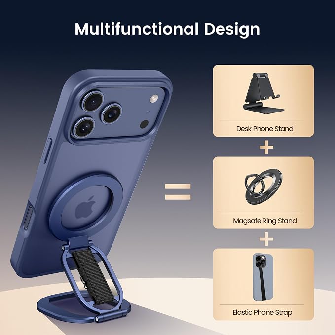 Foldable Double Sided Ring Magnetic Phone Grip & Kickstand (Blue)