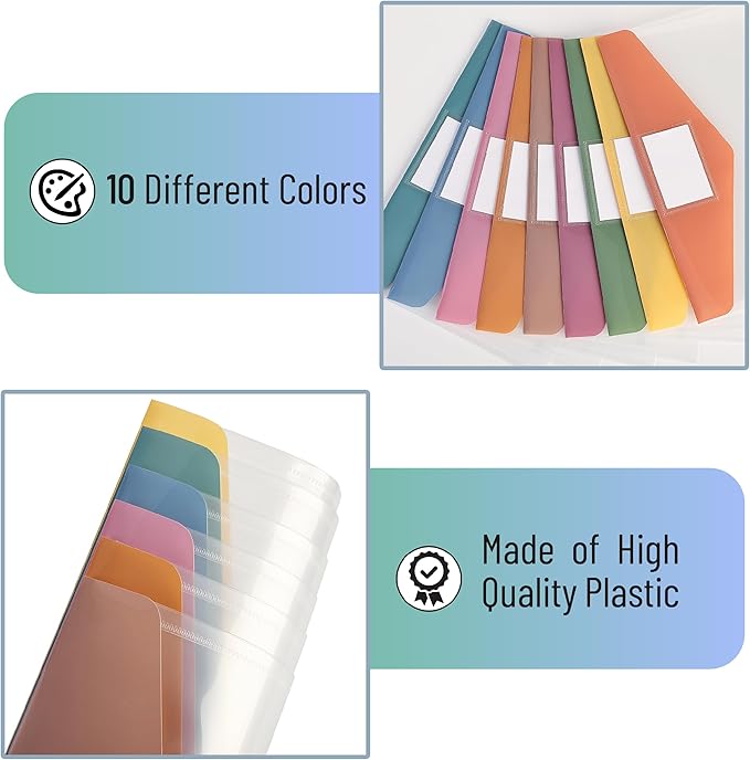 Mr. Pen- Clear Plastic Envelopes, 40 Pack, A4, Letter Size, Colorful, Clear Folders for Documents Plastic Envelopes for Documents