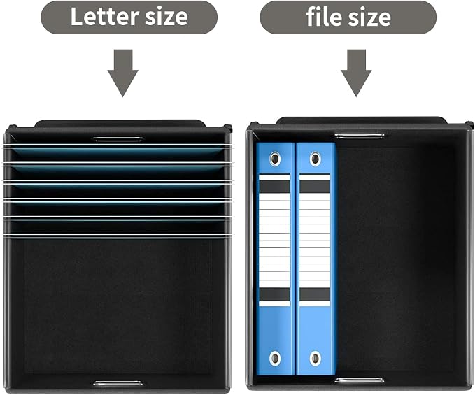 File Organizer Box with Lids, Collapsible File Folder Organizer | File Box with Plastic Slides for Document, Filing Bin for Letter Size Hanging File Folders (1 Pack, Smoky Gray)