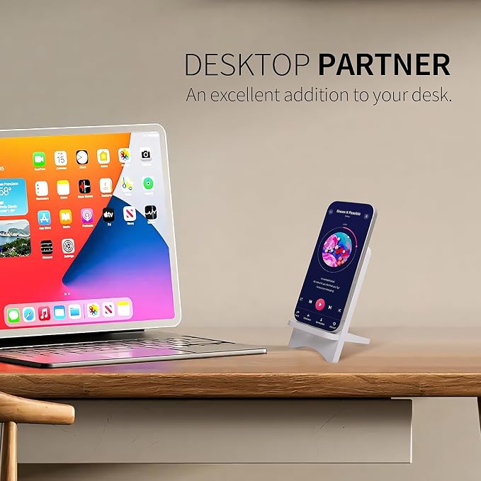 Solid Wood Simple Phone Stand, Desktop Stand,Tablets Tablet Display Stand, Compatible with All Phones (White Wood)