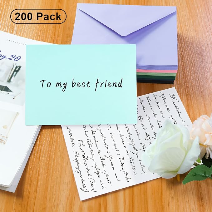 200 Pack A7 Envelopes, Light Blue Greeting Card Envelopes Self Seal, 5.24 x 7.24 in Envelopes for Birthday Graduation Baby Shower Wedding Invitation Cards