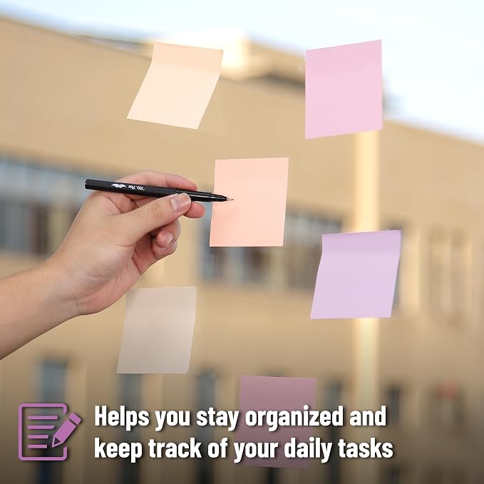 Mr. Pen- Sticky Notes, 3"x3", 12 Pads, 600 Sheets, Colorful | Sticky Notes Bulk, Self-Stick Note Pads, Perfect for Office, School, Home, Study & Organization