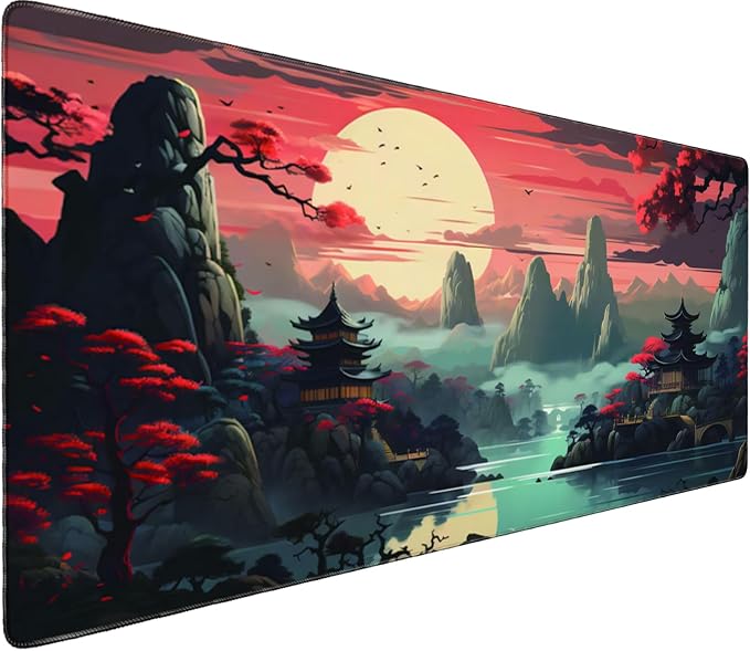 Large Extended Mouse Pad with Stitched Edges 35.4"x15.7" - Waterproof Desk Mat, Non-Slip Rubber Base for All-Desk Coverage, Perfect for Gaming Office Home, Sunset
