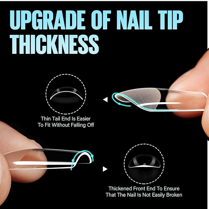 TOMICCA Medium Coffin Nail Tips, 504Pcs Half Matte Soft Acrylic Nail Tips, 12 Sizes Acrylic Pre-Shaped Nails, Full Cover False Nails for Extension Nail