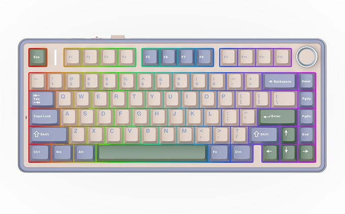 EPOMAKER x Aula F75 Gasket Mechanical Keyboard, 75% Wireless Hot Swappable Gaming Keyboard with Five-Layer Padding&Knob, BT/2.4GHz/USB-C, RGB (Green, LEOBOG Reaper Switch)
