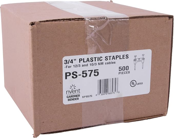 Gardner Bender PS-575 Plastic Staple, 3/4 in., 14/3, 12/3, 10/3 (NM) Cable, White