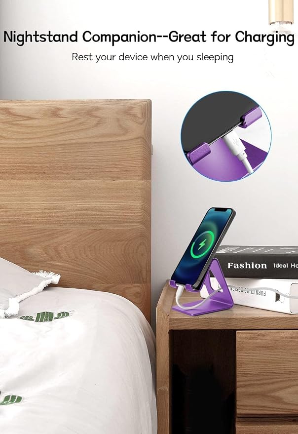 Aoviho Cell Phone Stand for Desk, Aluminum Phone Holder,Purple | Built to Last, Hands-Free Viewing, Fits iPhone 17/16/15 Series & Samsung Galaxy, Ideal for Home & Office