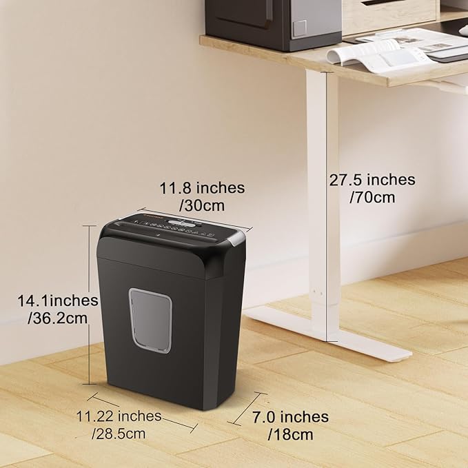 Bonsaii Paper Shredder for Home Use, 3.4 Gal Wastebasket, 6-Sheet Crosscut Paper and Credit Card Shredder for Home Office with Handle for Document,Mail,Staple,Clip (C237-B)