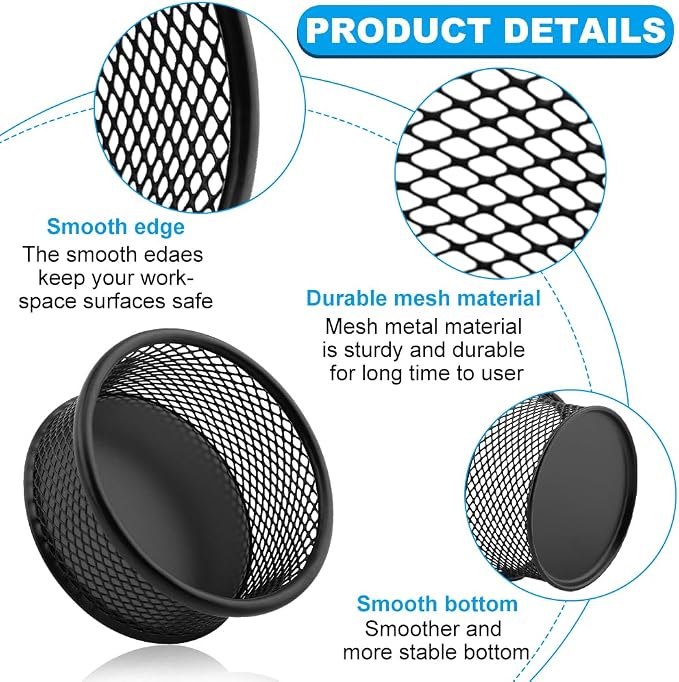2 Pack Mesh Paper Clip Holder for Desk Office ﻿Organizer | 3.54*1.57inch Paperclip Holders for Desk,Wire Mesh Bowls Paper Clips Holder,Paper Clip Dispenser,Paper Clip School Organizer