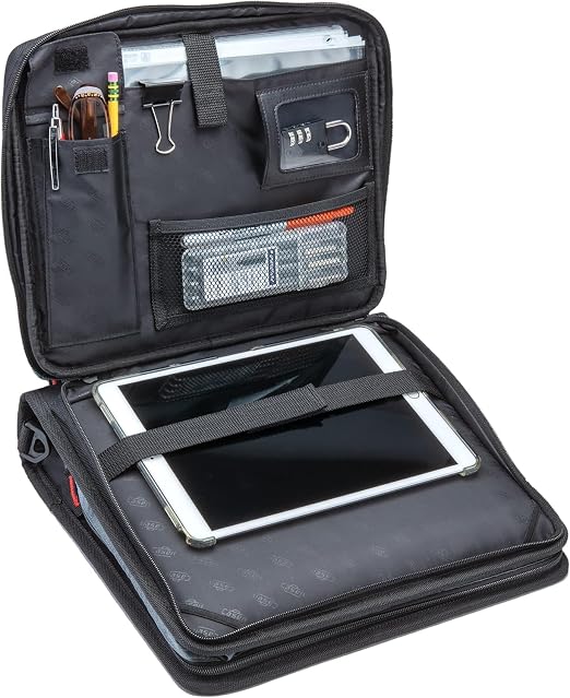 Case-it 2 Inch 3 O-Ring Zipper Binder with Padded Laptop Case Workstation, Shoulder Strap, LT-117, Black