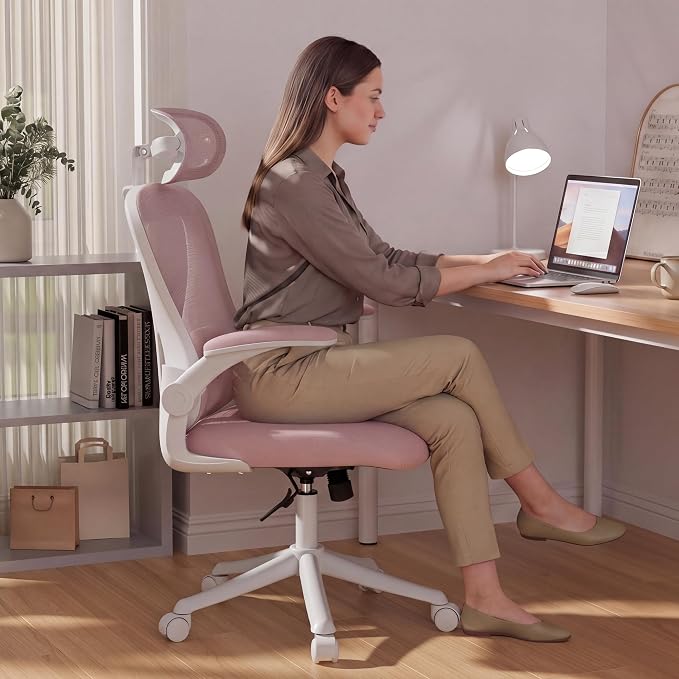 Ergonomic Office Chair with Memory Foam Seat, Computer Desk Chair | 3.5" Memory Foam Cushion, 3D Adjustable Headrest, Lumbar Support, Flip-Up Armrests, Breathable Mesh, 330LBS Weight Capacity
