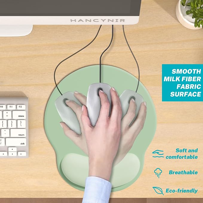 Hancynir Ergonomic Mouse Pad with Wrist Support Gel Mouse Pads Wrist Rest | Comfortable Computer Mouse pads, Non-slip PU Base, Relief Mousepad, for Gaming Work Home Desk Accessories Office Decor