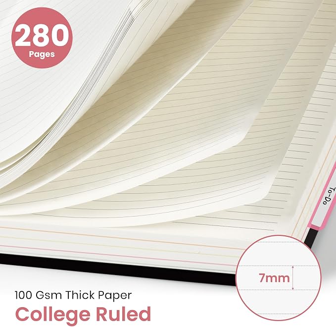 Spiral Notebooks for Work 5 Subject Notebook with Removable Dividers | Aesthetic Hardcover Journal for Women 8.5" x 11" College Ruled 280 Pages Journal for School & Note Taking, Garden of Whimsy