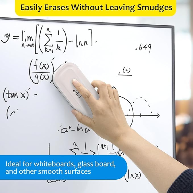 maxtek Magnetic Dry Erase Eraser, Pure White, 1 Pack | Glass Board Erasers, For Dry Erase Board, Glass Board, Calendar Board, Office and School Supplies
