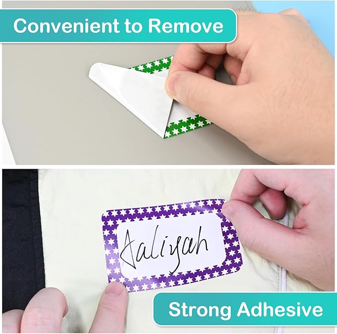L LIKED 400 Stickers - 3.5" x 2.25"Colors Plain Name tag Labels with Perforated Line for School Office Home (Star - 400 Labels)