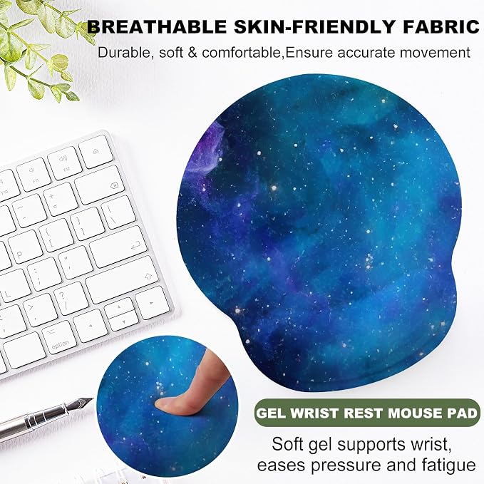 The Stars Mouse Pad with Gel Wrist Support, Smooth Surface Ergonomic Mouse pad, Non-Slip Pain Relief Desk Mat for Gaming, Work & Office Desktop