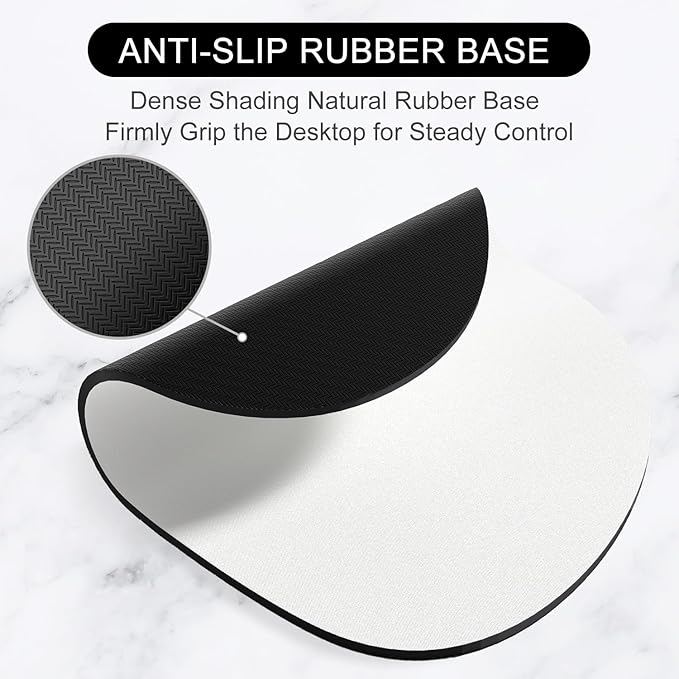 Hsurbtra Mouse Pad, Premium-Textured Small Oval Mousepad 8.7 x 7.1 Inch White, Thick 3 mm Anti-Slip Waterproof Rubber Pretty Cute Computer Mat for Office Home Gaming Laptop Men Women Kids