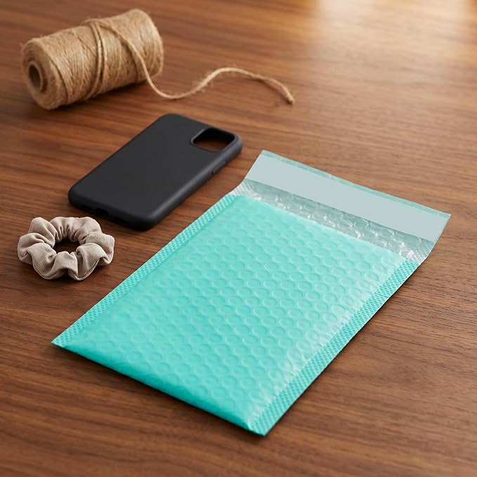 100 PCS 5 x 6 Inch Poly Bubble Mailers, Teal Waterproof Padded Mailing Envelopes, Practical Self Seal Adhesive Shipping Bags for Small Business Packing Mailing Supplies