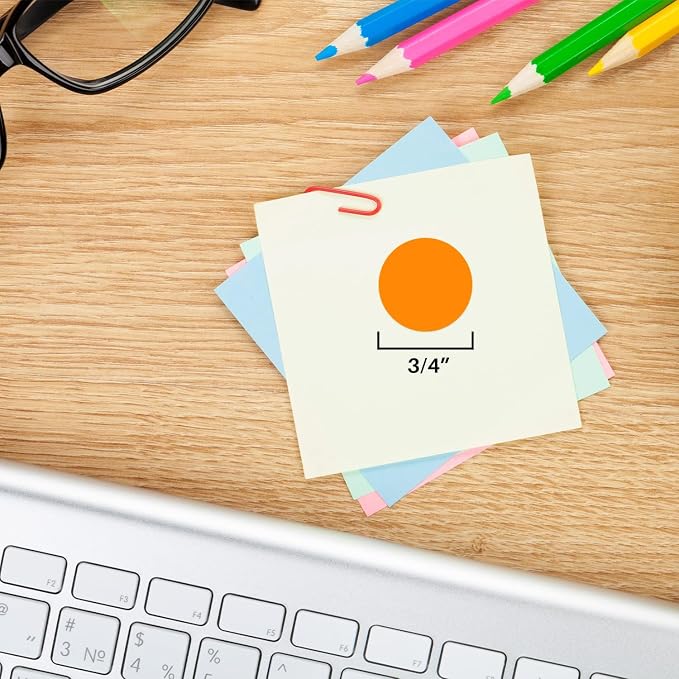 Orange Dot Stickers, 3/4 Inch, 1008/Pack | Semi-Gloss Paper Circle Labelsf Or Offices, Retail, Classrooms, and Warehouses. Made in USA