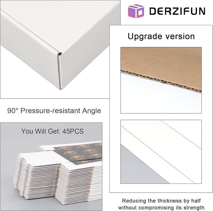 White Shipping Boxes Set of 45, 9x6x2 in Shipping Boxes for Packaging Small Business, Medium Corrugated Cardboard Mailer Boxes