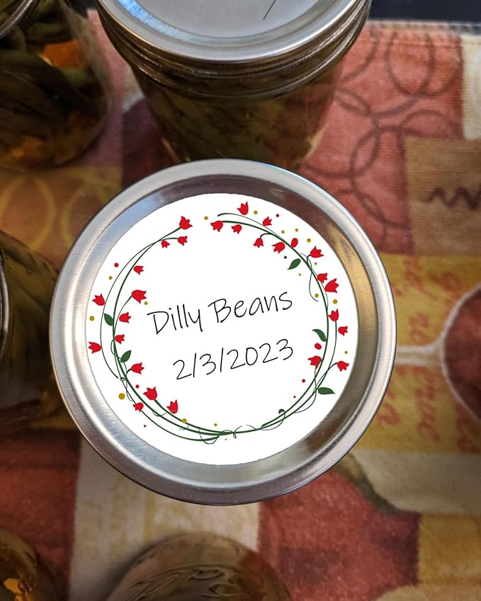 500pcs 2" Canning Labels - Round Mason Jar Stickers, 2 Wreath Designs, Food & Spice Bottle Labels