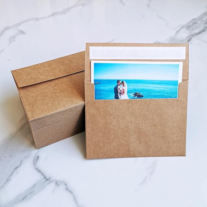 1000 Pcs A2 Invitation Envelopes in Kraft Brown Peel & Press Self Seal 4 3/8 x 5 3/4 Square Flap Envelopes RSVP Return Envelopes 100lb. for Announcement Mailing 4x5 Greeting Cards Photo 1/4 Fold Cards