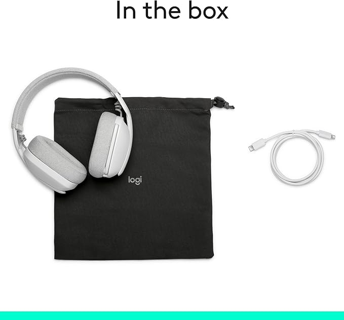 Logitech Zone Vibe 100 Lightweight Wireless Over Ear Headphones with Noise Canceling Microphone, Advanced Multipoint Bluetooth Headset, Works with Teams, Google Meet, Zoom, Mac/PC - Off White