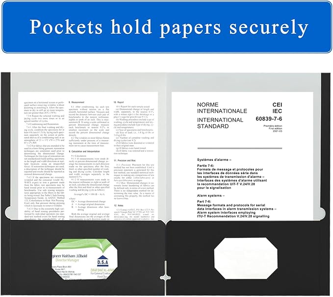 Zzrywuty File Folders with Pockets Letter Size,50-Pack Paper Folders with Card Slot,Black Two Pocket Folders for School Students,Businessmen,Home and Office Workers