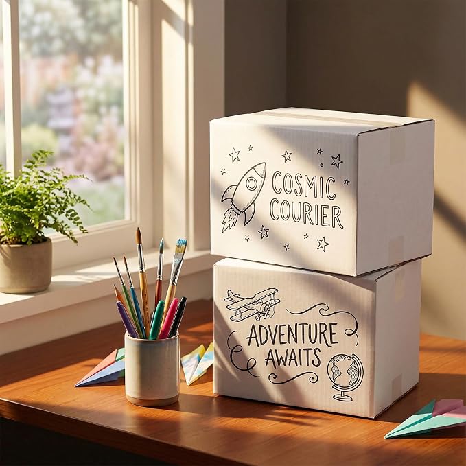HORLIMER 8x6x6 Shipping Boxes Set of 40, White Corrugated Cardboard Mailer Box for Packing Small Business
