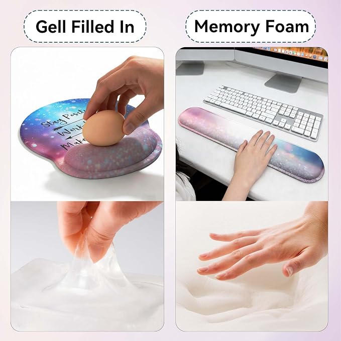 Desk Mat Set + Keyboard and Mouse Pad with Wrist Rest Support,4-in-1 Large Mousepad Computer Mats for Desktop Home & Office-with God