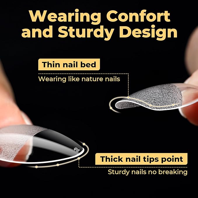 UNA GELLA Medium Almond Nail Tips, Almond Gel Nail Tips, 240pcs Pre Etched Soft Gel Full Cover Press on Clear Acrylic Fake Nails for Nails Extensions No C Curve DIY Salon at Home 12 Sizes