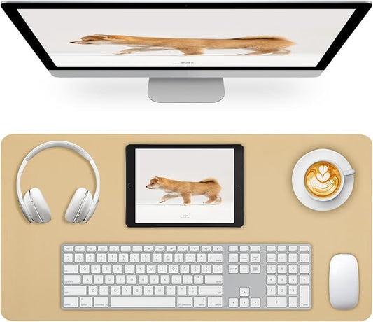 Leather Desk Pad Mat, Latte Desk Mat, 23.6" x 13.7" | Non-slip and Waterproof Computer Mat, Desk Protector for Office/Home, Desk Accessories