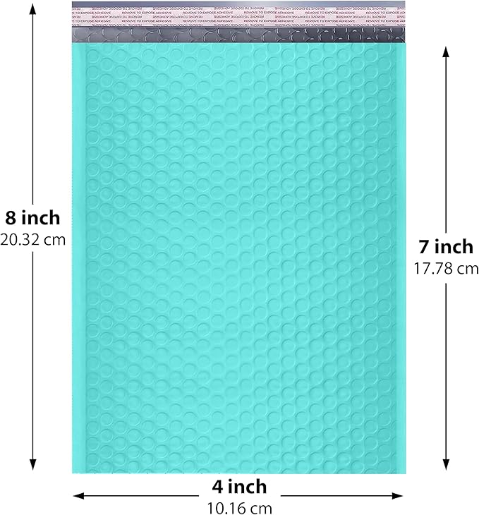 Teal Small Bubble Mailers 4x8 Inch #000 | Thick Padded Poly Mailer Envelopes | Mailing Trading card sports Card Bubble Envelopes | Water & Tear Resistant | 1000 Pack Bulk