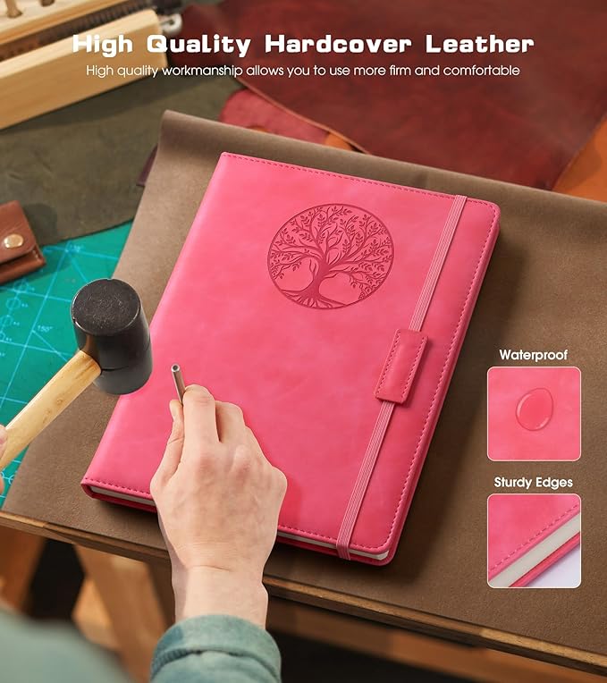 Lined Journal Notebook for Women Men,256 Pages A4 Large Hardcover Leather Journals for Writing,Travel,Business,Work,School,College Ruled Notebooks for Note Taking, Diary Notepad 8.6"×11"