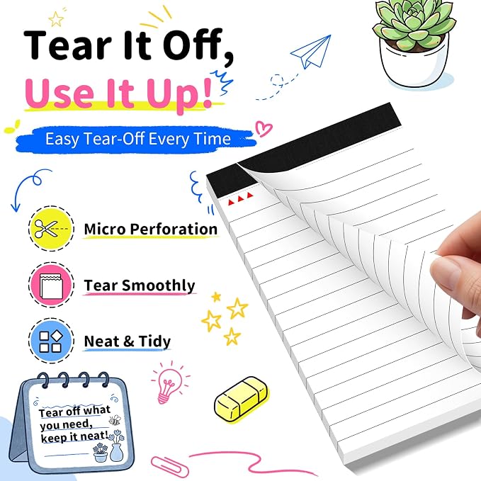 24 Pack White Note Pads Small Notepad 3x5 in Pocket Notepad Mini Notepads | 3x5 Memo Pad Server Lined Paper Small Note Pads 30 Sheet/Notepad, Portable Memo Notepad 3 x 5 for Home School Office Supplies