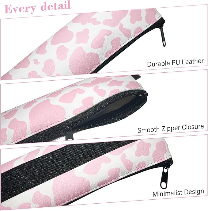 4 Pack Elastic Pen Holder for Notebook, Prints Pen Pouch with Elastic Band and Zipper, Leather Pen Holder for Planners, Journals, Book