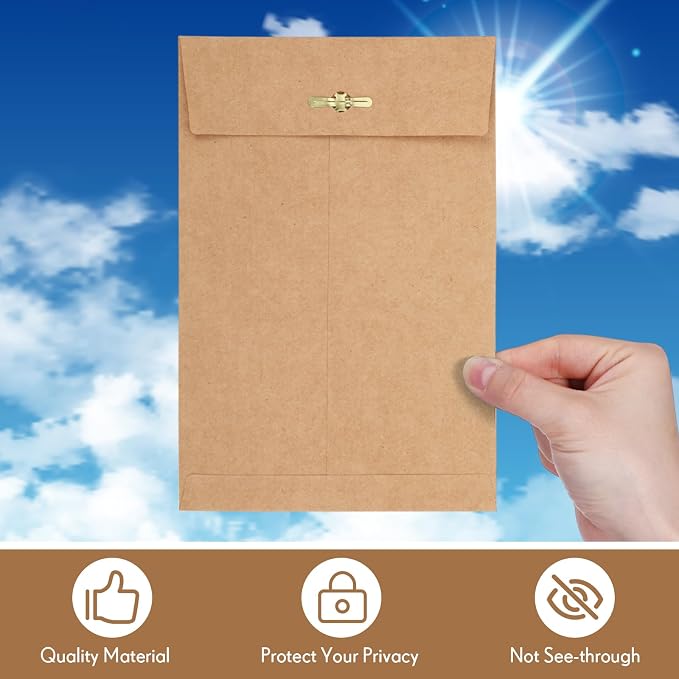 Teling 50 Pcs Manilla Clasp Envelopes Kraft Closure | Metal Clasp Secure Closure, Reinforced Flap, Small Catalog for Documents Mailing Files, Office School Business Home